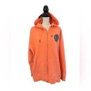 DIXXON Flannel Co. Orange Zip Up Hoodie Hammer Back Logo/Sleeves Men XL